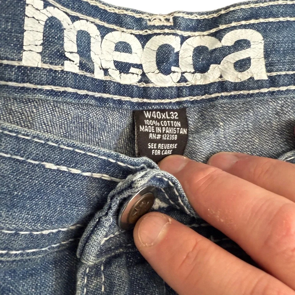 MECCA Mens W40XL32 Blue‎ Wash Denim Jeans Cotton Straight Fit Y2K